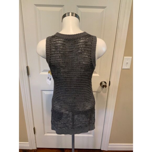 MM. LAFLEUR Gray Striped Loose Knit Tank Top, Size XS - Picture 6 of 7